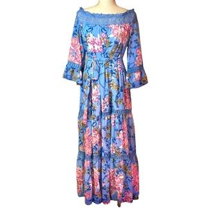 NWT Champagne & Strawberries Floral Bohemian Maxi dress M